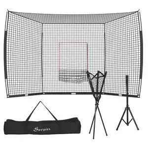 17' x 5.5' Baseball Net with Strike Zone for Pitching and Hitting | Tee, Caddy, Carry Bag, Portable, Extra Large, Softball and Baseball Training Equipment, Baseball Backstop 17' x 5.5' Baseball Net with Strike Zone for Pitching and Hitting | Tee, Caddy, Carry Bag, Portable, Extra Large, Softball and Baseball Training Equipment, Baseball Backstop