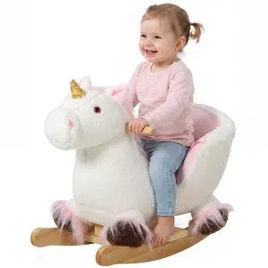 Qaba Unicorn Baby Rocking Horse with Realistic Sound for 12-36 Months White | Kids Ride on Toy, Plush Animal Rocker, for Toddlers Qaba Unicorn Baby Rocking Horse with Realistic Sound for 12-36 Months White | Kids Ride on Toy, Plush Animal Rocker, for Toddlers