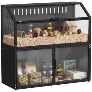 PawHut Hamster Cage with Storage Cabinet for Rat 41" x 16" x 40" H Black | Small Animal Cage, Easy-View Acrylic Panels, Openable Top, Large Guinea Pig Habitat, for Hedgehog, Gerbil PawHut Hamster Cage with Storage Cabinet for Rat 41" x 16" x 40" H Black | Small Animal Cage, Easy-View Acrylic Panels, Openable Top, Large Guinea Pig Habitat, for Hedgehog, Gerbil