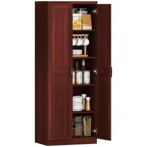63" 2-Door Kitchen Pantry 5-Tier Espresso | Freestanding Storage Cabinet, Shelving, 2 Adjustable Shelves, for Dining Room 63" 2-Door Kitchen Pantry 5-Tier Espresso | Freestanding Storage Cabinet, Shelving, 2 Adjustable Shelves, for Dining Room