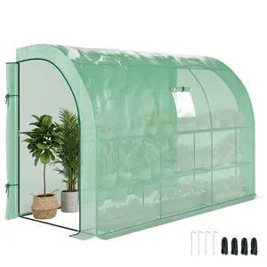 10' x 5' x 7' Lean to Greenhouse Walk-in Green House Green | Plant Nursery, 2 Roll-up Doors, Windows, PE Cover, 3 Wire Shelves 10' x 5' x 7' Lean to Greenhouse Walk-in Green House Green | Plant Nursery, 2 Roll-up Doors, Windows, PE Cover, 3 Wire Shelves