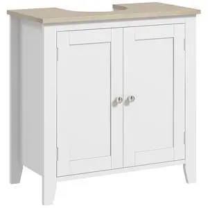 kleankin Pedestal Sink Storage Cabinet Under Sink Cabinet U-Shape White | Adjustable Internal Shelf kleankin Pedestal Sink Storage Cabinet Under Sink Cabinet U-Shape White | Adjustable Internal Shelf