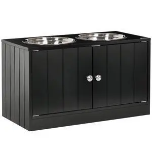 PawHut Large Elevated Dog Bowls with Storage Cabinet 44L Capacity Black | Raised Dog Bowl Stand, Pet Feeding Station PawHut Large Elevated Dog Bowls with Storage Cabinet 44L Capacity Black | Raised Dog Bowl Stand, Pet Feeding Station