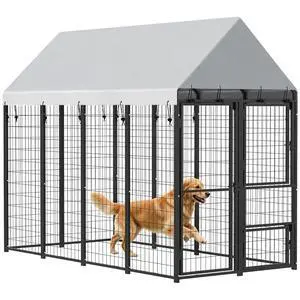 PawHut Large Dog Kennel Outdoor with Roof for Pets, 3 Doors, 8' x 4' x 6' | Expandable Heavy Duty Outside Run Enclosure, Secure Lock, Removable Door, for Small Medium Large Pets, Chickens, Ducks PawHut Large Dog Kennel Outdoor with Roof for Pets, 3 Doors, 8' x 4' x 6' | Expandable Heavy Duty Outside Run Enclosure, Secure Lock, Removable Door, for Small Medium Large Pets, Chickens, Ducks