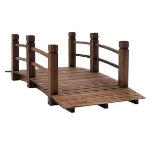 Fir Wood Garden Bridge Arc Walkway 60" x 26.5" x 19" Stained Wood | Side Railings, Backyards, Gardens, Streams Fir Wood Garden Bridge Arc Walkway 60" x 26.5" x 19" Stained Wood | Side Railings, Backyards, Gardens, Streams