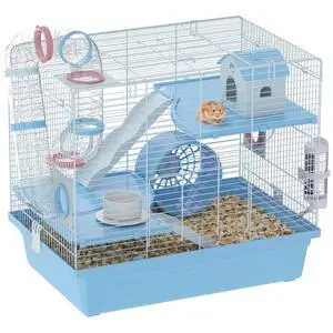 PawHut Hamster Cage 3-Tier for Dwarf Hamster with Exercise Wheel Blue | Gerbil Cage, Food Bowl, Water Bottle, House, Tunnels, Ramps, Small Animal Habitat PawHut Hamster Cage 3-Tier for Dwarf Hamster with Exercise Wheel Blue | Gerbil Cage, Food Bowl, Water Bottle, House, Tunnels, Ramps, Small Animal Habitat
