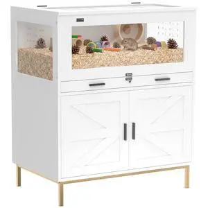 PawHut Hamster Cage with Storage Cabinet for Bunny Rat 30" x 19.5" x 36" | Small Animal Cage, Pull Out Drawer, Acrylic Panels, Ventilated, Large Guinea Pig Habitat, for Hedgehog, Gerbil PawHut Hamster Cage with Storage Cabinet for Bunny Rat 30" x 19.5" x 36" | Small Animal Cage, Pull Out Drawer, Acrylic Panels, Ventilated, Large Guinea Pig Habitat, for Hedgehog, Gerbil