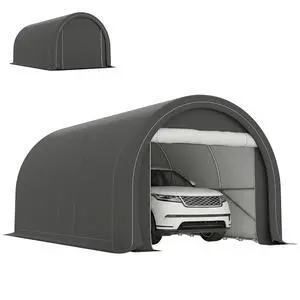 10' x 16' Carport Heavy Duty Portable Garage Storage Tent Gray | Large Zippered Door, Anti-UV PE Canopy Cover, for Car Truck Boat Motorcycle Bike, Garden Tools, Outdoor Work 10' x 16' Carport Heavy Duty Portable Garage Storage Tent Gray | Large Zippered Door, Anti-UV PE Canopy Cover, for Car Truck Boat Motorcycle Bike, Garden Tools, Outdoor Work