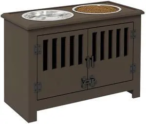 PawHut Large Elevated Dog Bowls with Storage Cabinet - 37L Capacity, Raised Dog Bowl Stand Feeding Station, Espresso | Raised Dog Bowl Stand Pet Food Bowl Dog Feeding Station PawHut Large Elevated Dog Bowls with Storage Cabinet - 37L Capacity, Raised Dog Bowl Stand Feeding Station, Espresso | Raised Dog Bowl Stand Pet Food Bowl Dog Feeding Station
