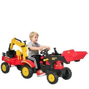 3 in1 Kids Ride On Excavator/Bulldozer Move Forward/Back 6 Wheels | Pedal Car Digger Toy, Detachable Cargo Trailer 3 in1 Kids Ride On Excavator/Bulldozer Move Forward/Back 6 Wheels | Pedal Car Digger Toy, Detachable Cargo Trailer
