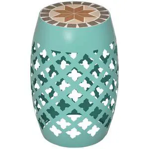 Decorative Outdoor Stool, 12" Round Patio Side Table, Mosaic Blue | Accent Plant Stand, Garden, Balcony Decorative Outdoor Stool, 12" Round Patio Side Table, Mosaic Blue | Accent Plant Stand, Garden, Balcony