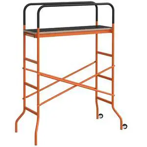 4-Step Steel 4.6 x 2 x 6 ft. Scaffold 2 Wheels Free Moving Orange | Indoor & Outdoor Decoration, Anti-Skid, 440 Pound Capacity, Scaffolding 4-Step Steel 4.6 x 2 x 6 ft. Scaffold 2 Wheels Free Moving Orange | Indoor & Outdoor Decoration, Anti-Skid, 440 Pound Capacity, Scaffolding