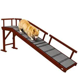 PawHut Dog Ramp for Large Pets with Removable Guardrails 73" Long Brown | Dog Stairs, Pet Ramp for Bed or Couch, Non-Slip Surface PawHut Dog Ramp for Large Pets with Removable Guardrails 73" Long Brown | Dog Stairs, Pet Ramp for Bed or Couch, Non-Slip Surface