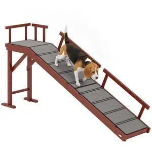 PawHut Dog Ramp for Large Pets with Removable Guardrails 70.5" Long Brown | Dog Stairs, Pet Ramp for Bed or Couch, Non-Slip Surface PawHut Dog Ramp for Large Pets with Removable Guardrails 70.5" Long Brown | Dog Stairs, Pet Ramp for Bed or Couch, Non-Slip Surface