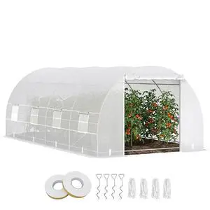 20' x 10' x 7' Walk-in Tunnel Greenhouse Zippered Door White | 8 Mesh Windows, Large Garden Green House Kit, Galvanized Steel Frame 20' x 10' x 7' Walk-in Tunnel Greenhouse Zippered Door White | 8 Mesh Windows, Large Garden Green House Kit, Galvanized Steel Frame