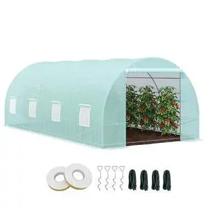 20' x 10' x 7' Walk-in Tunnel Greenhouse Zippered Door Green | 8 Mesh Windows, Large Garden Green House Kit, Galvanized Steel Frame 20' x 10' x 7' Walk-in Tunnel Greenhouse Zippered Door Green | 8 Mesh Windows, Large Garden Green House Kit, Galvanized Steel Frame