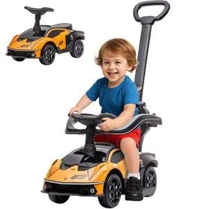 2-in-1 Ride On Push Car for Toddlers 1-3 Licensed Lamborghini Orange | Stroller Sliding Car, Push-Along, Under Seat Storage, Horn, Engine Sound, Steering Wheel, Manual 2-in-1 Ride On Push Car for Toddlers 1-3 Licensed Lamborghini Orange | Stroller Sliding Car, Push-Along, Under Seat Storage, Horn, Engine Sound, Steering Wheel, Manual