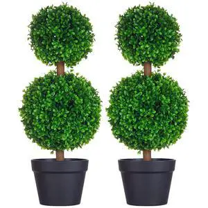 23.6" Artificial Ball Boxwood Topiary Trees with Pot Indoor Outdoor | Set of 2, Faux Boxwood Plants, Home Office Decor, Living Room Decor 23.6" Artificial Ball Boxwood Topiary Trees with Pot Indoor Outdoor | Set of 2, Faux Boxwood Plants, Home Office Decor, Living Room Decor
