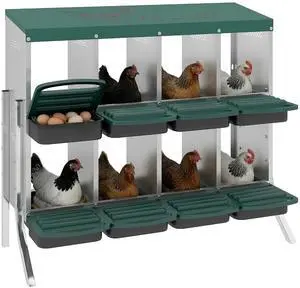 PawHut Chicken Nesting Boxes 8 Compartment for Hens Ducks, Silver | Two-Tier Egg Laying Boxes, Vented Holes, Easy Egg Collection, Metal Nesting Boxes for Chickens PawHut Chicken Nesting Boxes 8 Compartment for Hens Ducks, Silver | Two-Tier Egg Laying Boxes, Vented Holes, Easy Egg Collection, Metal Nesting Boxes for Chickens
