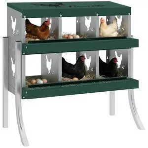 PawHut Chicken Nesting Boxes 6 Compartment for Hens Ducks, Silver | Two-Tier Egg Laying Boxes, Vented Holes, Easy Egg Collection, Metal Nesting Boxes for Chickens PawHut Chicken Nesting Boxes 6 Compartment for Hens Ducks, Silver | Two-Tier Egg Laying Boxes, Vented Holes, Easy Egg Collection, Metal Nesting Boxes for Chickens