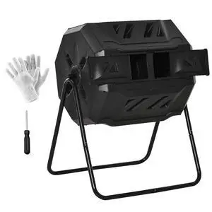 Tumbling Compost Bin 360° Dual Chamber 43 Gallon, Black | Outdoor, Rotating Composter Tumbling Compost Bin 360° Dual Chamber 43 Gallon, Black | Outdoor, Rotating Composter