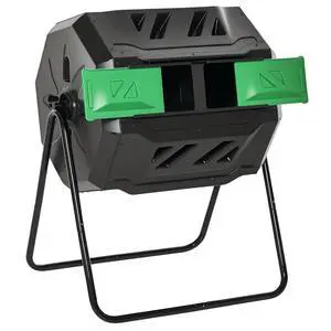 Tumbling Compost Bin 360° Dual Chamber 43 Gallon, Green | Outdoor, Rotating Composter Tumbling Compost Bin 360° Dual Chamber 43 Gallon, Green | Outdoor, Rotating Composter
