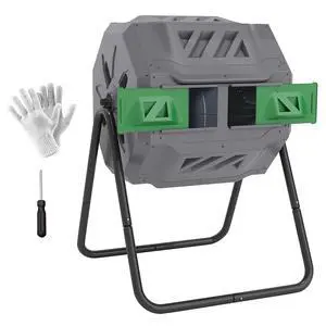 Tumbling Compost Bin 360° Dual Chamber 43 Gallon, Light Gray | Outdoor, Rotating Composter Tumbling Compost Bin 360° Dual Chamber 43 Gallon, Light Gray | Outdoor, Rotating Composter