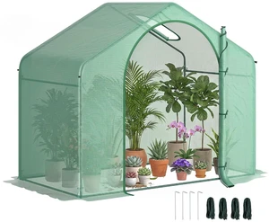 6' x 3' x 5' Portable Walk-in Greenhouse with PE Cover Green | Steel Frame Garden Hot House, Zipper Door, Top Vent, for Flowers, Vegetables, Saplings, Tropical Plants 6' x 3' x 5' Portable Walk-in Greenhouse with PE Cover Green | Steel Frame Garden Hot House, Zipper Door, Top Vent, for Flowers, Vegetables, Saplings, Tropical Plants