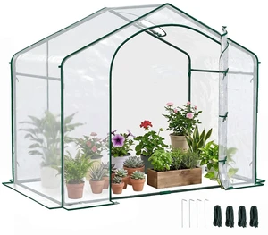 6' x 3' x 5' Portable Walk-in Greenhouse with Plastic Cover Clear | Steel Frame Garden Hot House, Zipper Door, Top Vent, for Flowers, Vegetables, Saplings, Tropical Plants 6' x 3' x 5' Portable Walk-in Greenhouse with Plastic Cover Clear | Steel Frame Garden Hot House, Zipper Door, Top Vent, for Flowers, Vegetables, Saplings, Tropical Plants