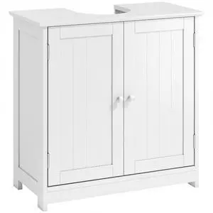kleankin 23.5" Pedestal Sink Storage Cabinet with Adjustable Shelf White | Freestanding Bathroom Under Sink Cabinet, U-Shape Cut-Out kleankin 23.5" Pedestal Sink Storage Cabinet with Adjustable Shelf White | Freestanding Bathroom Under Sink Cabinet, U-Shape Cut-Out