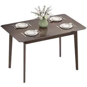 47" Mid-Century Modern Dining Table for 4 Wood Frame Dark Mahogany | Rectangular Kitchen Table, Wood Grain Finish, Tapered Legs, Small Spaces, Dining Room, Apartment, Easy to Assemble 47" Mid-Century Modern Dining Table for 4 Wood Frame Dark Mahogany | Rectangular Kitchen Table, Wood Grain Finish, Tapered Legs, Small Spaces, Dining Room, Apartment, Easy to Assemble