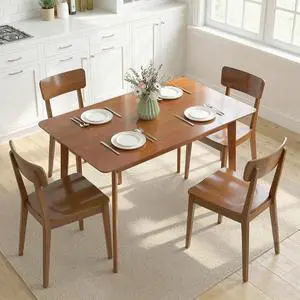 47" Mid-Century Modern Dining Table for 4 Wood Frame Walnut | Rectangular Kitchen Table, Wood Grain Finish, Tapered Legs, Small Spaces, Dining Room, Apartment, Easy to Assemble 47" Mid-Century Modern Dining Table for 4 Wood Frame Walnut | Rectangular Kitchen Table, Wood Grain Finish, Tapered Legs, Small Spaces, Dining Room, Apartment, Easy to Assemble