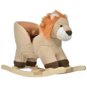Qaba Baby Rocking Horse Lion Ride-On Sound Seat Belt 18-36 Months Brown | Plush Stuffed Rocking Animals, Wooden Rocking Horse, Boys and Girls Gift Qaba Baby Rocking Horse Lion Ride-On Sound Seat Belt 18-36 Months Brown | Plush Stuffed Rocking Animals, Wooden Rocking Horse, Boys and Girls Gift