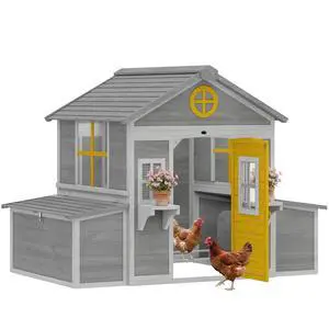 PawHut Wooden Chicken Coop Hen House for 2-4 Hens 72" x 50" x 54" Gray | Outdoor Playhouse Poultry Cage, 2 Nesting Boxes, Waterproof Roof, Windows, Chicken Hutch, Farm Backyard PawHut Wooden Chicken Coop Hen House for 2-4 Hens 72" x 50" x 54" Gray | Outdoor Playhouse Poultry Cage, 2 Nesting Boxes, Waterproof Roof, Windows, Chicken Hutch, Farm Backyard