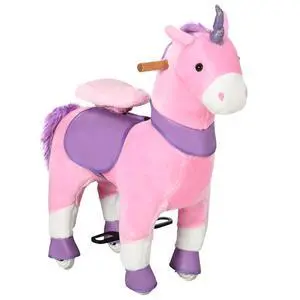 Qaba Ride On Real Walking Unicorn Toy with Sparkly Horn for Kids | Soft Plush, Rocking Horse, Bearing 176lbs, Imaginative Interactive Toy, Unicorn Gifts Qaba Ride On Real Walking Unicorn Toy with Sparkly Horn for Kids | Soft Plush, Rocking Horse, Bearing 176lbs, Imaginative Interactive Toy, Unicorn Gifts