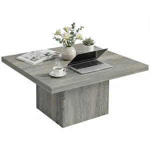 Square Coffee Table 1.6" Thick Tabletop 31.5"x31.5" Gray Wood Grain | Center Table, for Living Room, Easy Assembly Square Coffee Table 1.6" Thick Tabletop 31.5"x31.5" Gray Wood Grain | Center Table, for Living Room, Easy Assembly