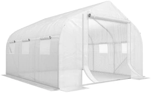 11.5' x 10' x 6.5' Walk-in Greenhouse with Zippered Door White | Tunnel Green House, 6 Mesh Windows, Gardening Plant Hot House, Galvanized Steel Frame 11.5' x 10' x 6.5' Walk-in Greenhouse with Zippered Door White | Tunnel Green House, 6 Mesh Windows, Gardening Plant Hot House, Galvanized Steel Frame