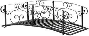 6' Metal Arch Backyard Garden Bridge, Safety Siderails, Black | Arc Footbridge, for Backyard Creek, Stream, Pond 6' Metal Arch Backyard Garden Bridge, Safety Siderails, Black | Arc Footbridge, for Backyard Creek, Stream, Pond