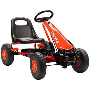 Qaba Go Kart for Kids, 4 Wheel Pedal Go Cart with Adjustable Seat, Steering Wheel, EVA Wheels, Brake, Outdoor Racer Ride On Pedal Car for Boys & Girls Aged 3-8 Years Old, Red Qaba Go Kart for Kids, 4 Wheel Pedal Go Cart with Adjustable Seat, Steering Wheel, EVA Wheels, Brake, Outdoor Racer Ride On Pedal Car for Boys & Girls Aged 3-8 Years Old, Red