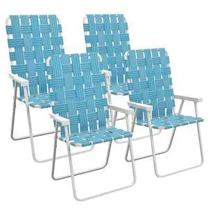 Set of 4 Patio Folding Chairs, Classic Outdoor Camping Chairs, Portable Lawn Chair Set for Camping, Garden, Pool, Beach, Backyard with Armrests, Blue Set of 4 Patio Folding Chairs, Classic Outdoor Camping Chairs, Portable Lawn Chair Set for Camping, Garden, Pool, Beach, Backyard with Armrests, Blue