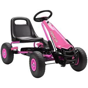 Qaba Go Kart for Kids 4 Wheel Pedal Go Cart Adjustable Seat Ages 3-8 Pink | Steering EVA Wheels, Brake, Outdoor Racer Ride On Pedal Car Qaba Go Kart for Kids 4 Wheel Pedal Go Cart Adjustable Seat Ages 3-8 Pink | Steering EVA Wheels, Brake, Outdoor Racer Ride On Pedal Car