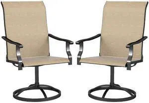 Outdoor Patio Swivel Chairs High Back Patio Dining Chairs Brown | Set of 2, All-Weather Mesh Fabric, Metal Frame, for Backyard, Lawn, Porch or Garden Outdoor Patio Swivel Chairs High Back Patio Dining Chairs Brown | Set of 2, All-Weather Mesh Fabric, Metal Frame, for Backyard, Lawn, Porch or Garden
