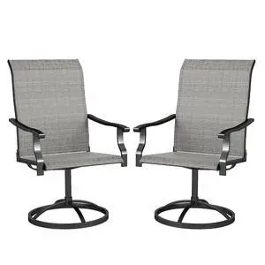 Outdoor Patio Swivel Chairs High Back Patio Dining Chairs Gray | Set of 2, All-Weather Mesh Fabric, Metal Frame, for Backyard, Lawn, Porch or Garden Outdoor Patio Swivel Chairs High Back Patio Dining Chairs Gray | Set of 2, All-Weather Mesh Fabric, Metal Frame, for Backyard, Lawn, Porch or Garden