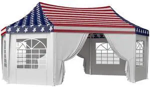 22.3 x 16.4 ft Party Tent Heavy Duty with Sidewalls American Flag | Event Tent, 2 Doors, 6 Windows, Outdoor Gazebo Shelter, for Wedding, Party 22.3 x 16.4 ft Party Tent Heavy Duty with Sidewalls American Flag | Event Tent, 2 Doors, 6 Windows, Outdoor Gazebo Shelter, for Wedding, Party