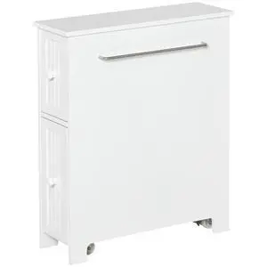 kleankin Slim Bathroom Cabinet, Toilet Paper Holder, Drawers, Wheels, White | Freestanding, Storage Cabinet, Side Towel Rack, 7 x 20.5 x 24.75 Inches kleankin Slim Bathroom Cabinet, Toilet Paper Holder, Drawers, Wheels, White | Freestanding, Storage Cabinet, Side Towel Rack, 7 x 20.5 x 24.75 Inches