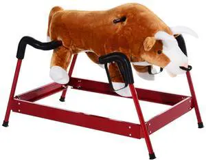 Qaba Kids Spring Rocking Horse Rodeo Bull Style with Realistic Sounds | Children Over 3 Years Old Qaba Kids Spring Rocking Horse Rodeo Bull Style with Realistic Sounds | Children Over 3 Years Old