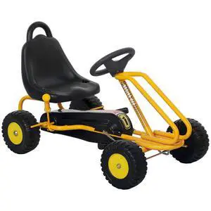 Qaba Go Kart for Kids 4 Wheel Pedal Go Cart with Steering Wheels Yellow | Adjustable Seat, Safety Hand Brake, Outdoor Racer Ride-On Car, for Boys Girls 3-6 Years Qaba Go Kart for Kids 4 Wheel Pedal Go Cart with Steering Wheels Yellow | Adjustable Seat, Safety Hand Brake, Outdoor Racer Ride-On Car, for Boys Girls 3-6 Years