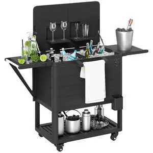 Patio Cooler with Wheels 104 Quart Large Capacity, Black | Rolling Ice Chest, Bottle Opener, Shelves, Outdoor Beverage Bar Cart, Handles, Pool Deck BBQ Cookouts Party Patio Cooler with Wheels 104 Quart Large Capacity, Black | Rolling Ice Chest, Bottle Opener, Shelves, Outdoor Beverage Bar Cart, Handles, Pool Deck BBQ Cookouts Party
