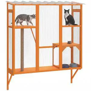 PawHut Outdoor Catio for 2-3 Large Indoor Cats 2 Jumping Platforms Orange | Cat Window Catio Box Enclosure, Scratching Post, Cat Window Perch, Playing, Sunbathing, Napping, Enjoying Sights PawHut Outdoor Catio for 2-3 Large Indoor Cats 2 Jumping Platforms Orange | Cat Window Catio Box Enclosure, Scratching Post, Cat Window Perch, Playing, Sunbathing, Napping, Enjoying Sights