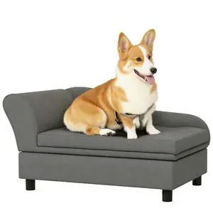 PawHut Pet Sofa, Dog Couch, Elevated Pet Bed for Small Dogs, with Hidden Storage, Soft Tufted Cushion, Gray | Elevated Pet Bed, Soft Tufted Cushion PawHut Pet Sofa, Dog Couch, Elevated Pet Bed for Small Dogs, with Hidden Storage, Soft Tufted Cushion, Gray | Elevated Pet Bed, Soft Tufted Cushion
